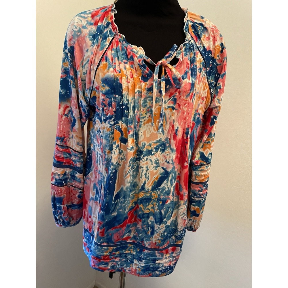TOLANI COLLECTION Blouse Womens s Top‎ Brady Watercolor Boho Size S A469950 NWT
